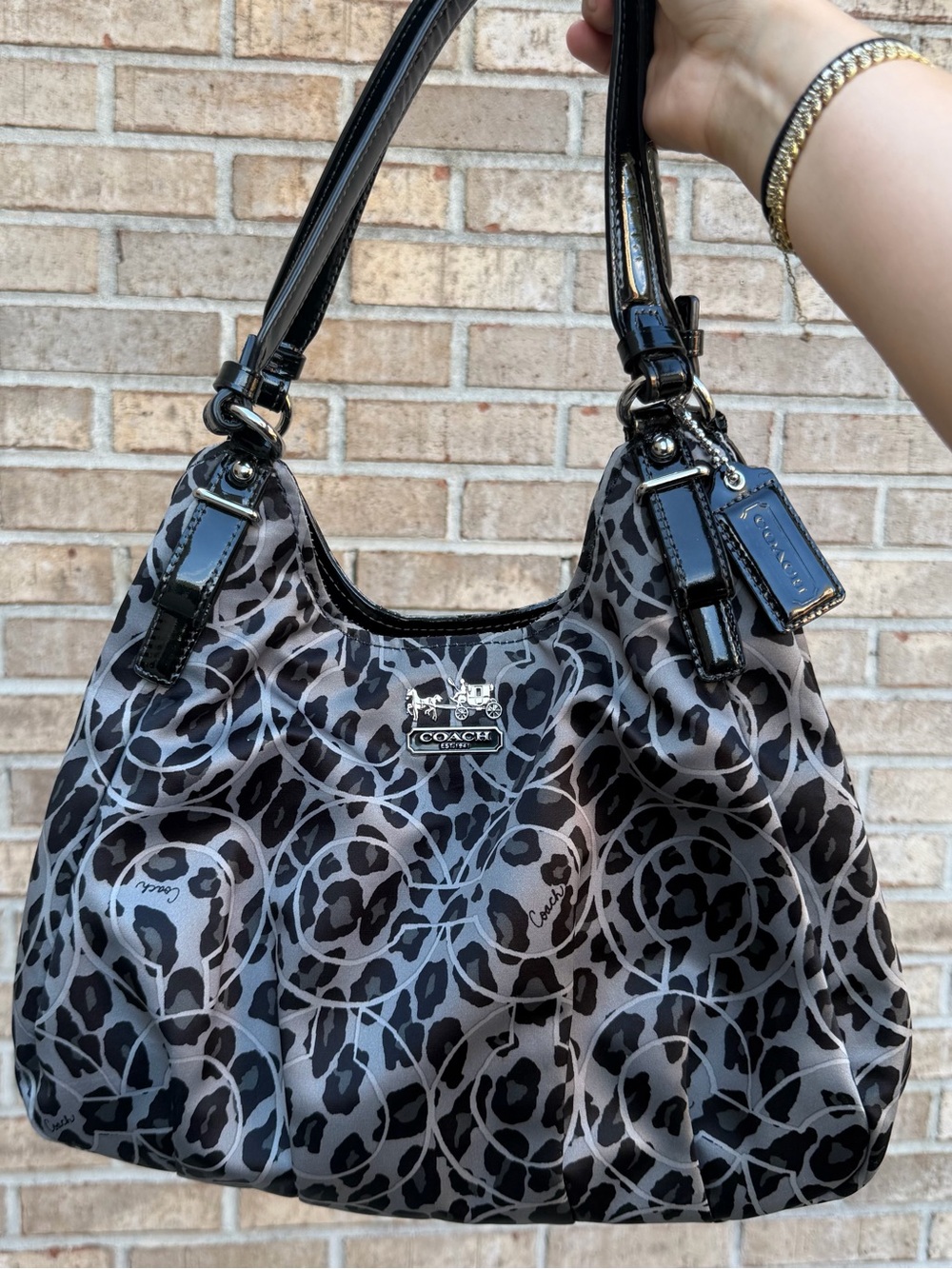 Coach Madison Maggie Shoulder Bag in Ocelot Leopard Print